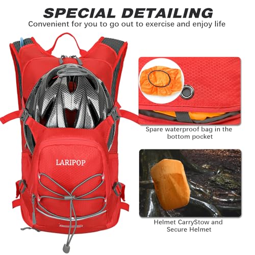 LARIPOP Hydration Backpack, 18L Hiking Backpack with 2L Water Bladder, Lightweight Water Pack for Cycling, Hiking, Biking