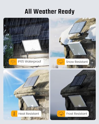 SUPERDANNY Solar Outside Lights with 113 Bright LEDs 7000K, Motion Sensor Outdoor Flood Lights Dusk to Dawn with 16ft Cabl...
