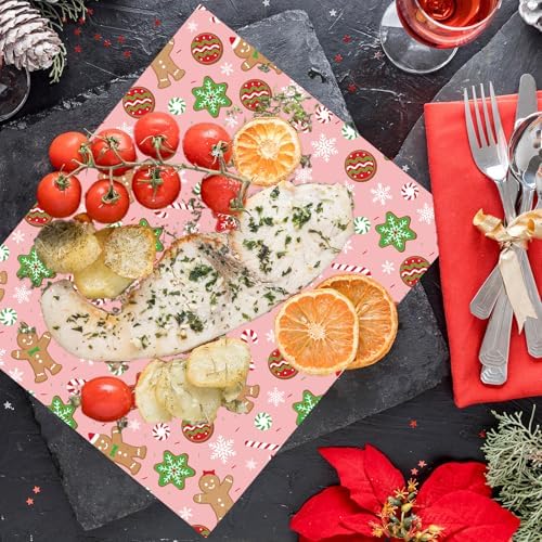 150Pcs Christmas Wax Paper Pink Gingerbread Man Snowflake Deli Paper Tissue Xmas Winter Sandwich Wrap Paper Oil-Proof Picnic Liners for Party Kitchen Supplies