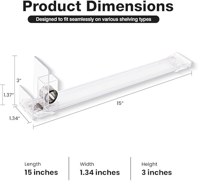 Pack of 3 Shelf Pushers – Spring-Loaded Display Organizer for Convenience Stores – Automatic Case Stand Pushers Rack for Gondola Shelves 15" & Above