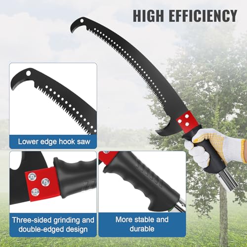 30 Ft Manual Pole Saw, Extendable Tree Pruner Blade and Scissors Set with 9 Fiberglass Handles, Long Branch Pruner Retract...
