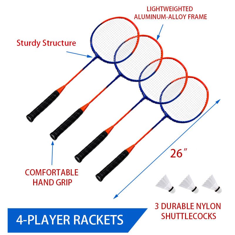 Badminton & Volleyball Combo Set- 32FT Adjustable Professional Volleyball Net for Lawn, Backyard, Easy Set up Volley ball ...