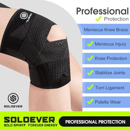 Knee Brace for Women & Men Breathable Compression Knee Support with Side Stabilizers for Knee Pain Adjustable Knee Wrap fo...