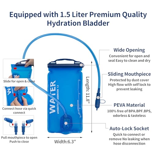 CAREYSTEN Hydration Pack Running Vest with 1.5L Water Bag - Lightweight Marathon Hiking Backpack for Men and Women