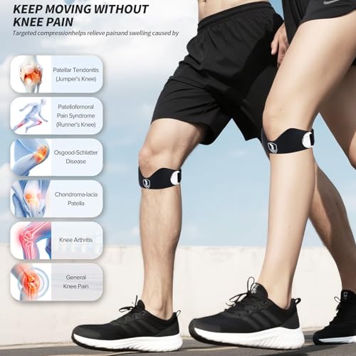 Patellar tendon support strap2 Pack, helps protect knee support for hiking, soccer, basketball, running, jumping, tennis, ...