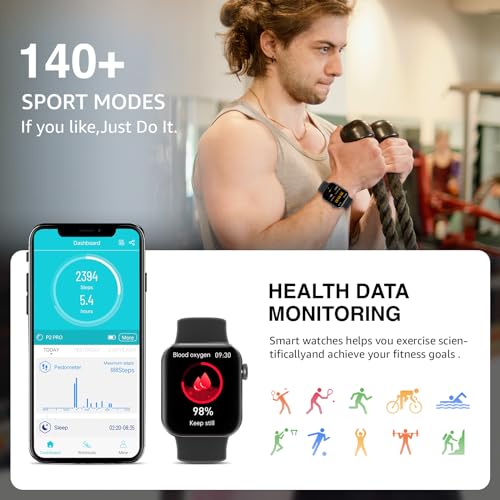 Smart Watch for Women Men Answer/Make Call,1.85" HD Screen Fitness Tracker with Step Counter,140+ Sport Modes Smartwatch w...