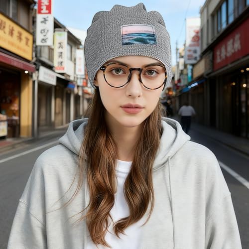 Ocean Waves Print Lightweight Waffle Pullover Hat Men Women Winter Headwear Outdoor Camping Travel
