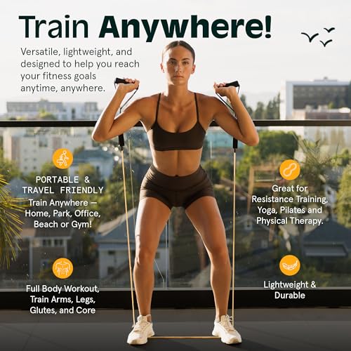 Retrospec Train Resistance Bands Set for Working Out - 5 Stackable Bands, Handles & Door Anchor - Portable Fitness Equipme...