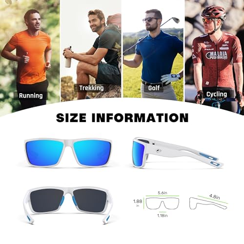 TOREGE Polarized Sports Sunglasses for Men and Women Cycling Running Golf Fishing Sunglasses TR26