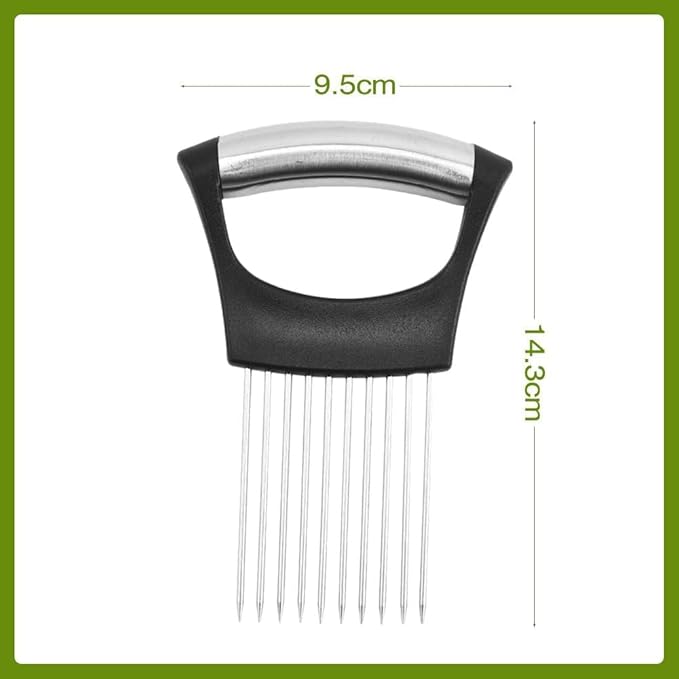 Onion Holder for Slicing, Onion Cutter Vegetable Chopper, Stainless Steel Slicer for Potato, Avocados, Eggs, Food Slicer Assistant Tool for Fruit Lemon and Meat (1)