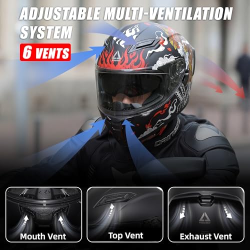 TRIANGLE Motorcycle Helmets Full face Helmet for Adults Men and Women Dual Visor with Internal Sunshield DOT Approved (Mat...