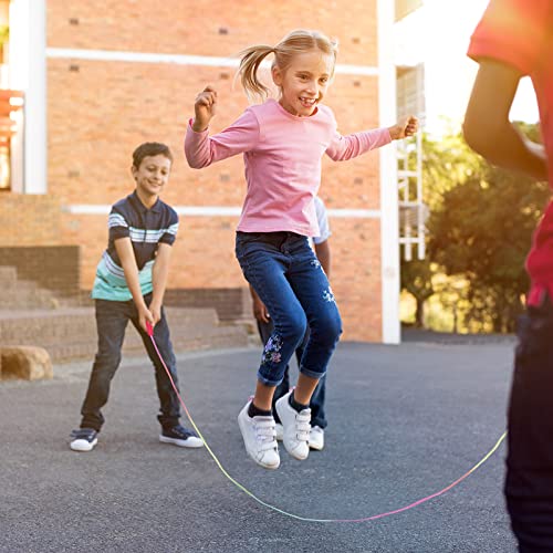 Elcoho 24 Packs Rainbow Jump Rope Set 7.2 Feet Adjustable Nylon Skipping Ropes Jumping Ropes for Outdoor Activity Party Fa...
