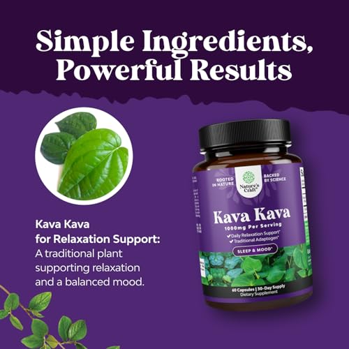 Kava Kava Root Extract Supplement 1000mg - Fast Acting Herbal Support with Kavalactones for Balanced Mood - Relax Calming ...