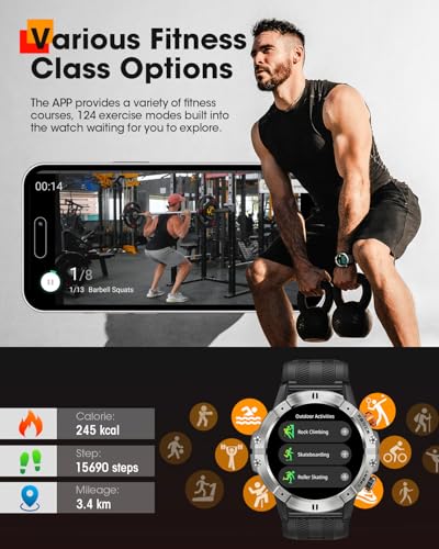 Smart Watches for Men, Bluetooth Call Military Smart Watch, Waterproof Fitness Tracker with Heart Rate/Blood Oxygen/Sleep ...