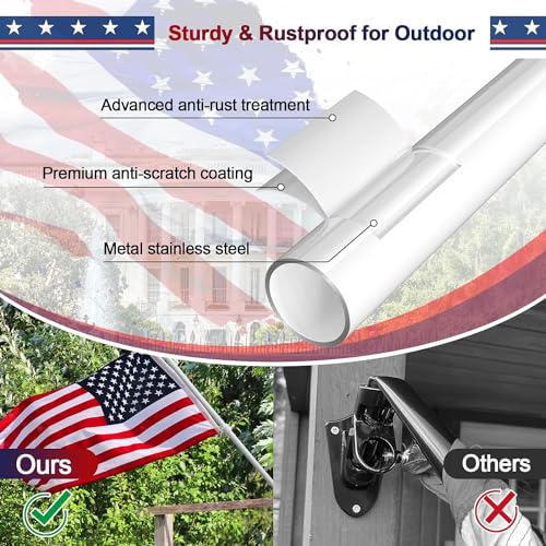 Flag Pole Kit with 3x5 American Flag - Includes 5ft Heavy Duty Tangle Free Flagpole,Embroidered 3X5 US Flag,Aluminum Mount...