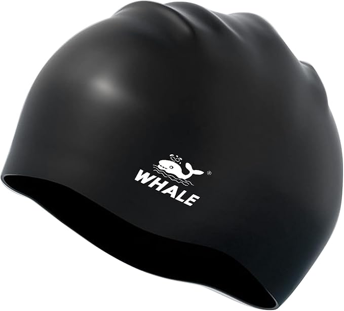 WHALE Extra Large Swim Cap for Women Men, Durable Silicone Swimming Hat with Ear Protection, Unisex Adults Bath Swimming C...