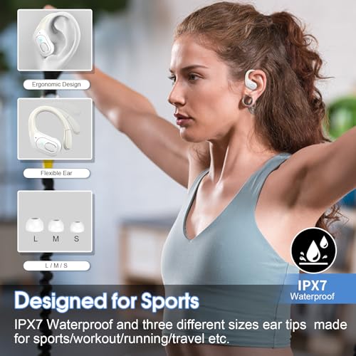 Wireless Earbuds 75hrs Bluetooth 5.4 Headphone Sport, 2026 Bluetooth Earbuds Stereo Deep Bass Over Ear Bud with Earhooks, ...