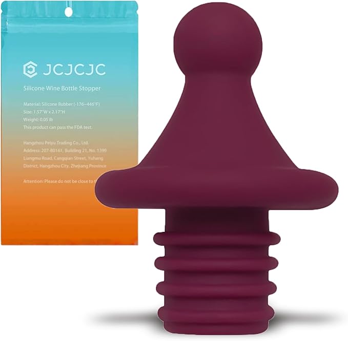 Silicone "Hat" Wine Stopper for Wine Bottles, Tight Bottle Sealer to Keep Wine Fresh, Cute Fun Stoppers for Wine Lovers - Standard Bottles Are Applicable, 1.57 * 2.17in (Dark Magenta)