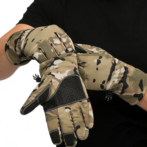 CLeemuziN Men Winter Cold Weather Gloves Water-Repellent Windproof Ski-Snow-Gloves-Mittens Camo/Solid Thermal-lined-Mittens