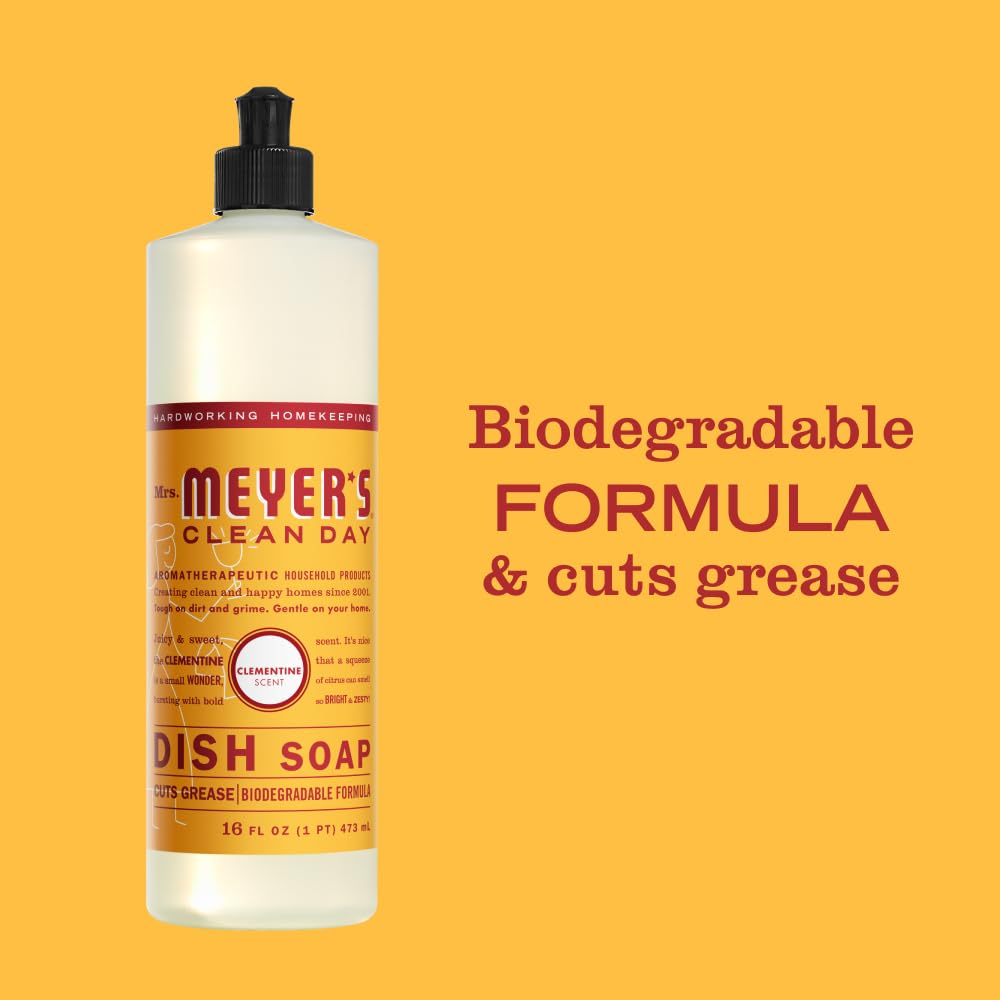 Mrs. MEYER'S CLEAN DAY Dish Soap, Clementine Scent, 16oz (Pack of 3)
