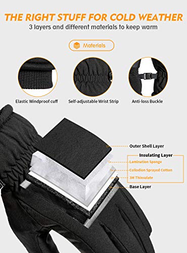 TRENDOUX Winter Gloves for Men Warm: 3M Thinsulate -20℉ Windproof Waterproof Ski Women Glove with Touchscreen Thermal Lini...