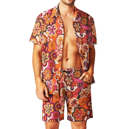 DOOPCCOR Men's 3 Piece Tracksuit Cuban Collared funny Hawaiian Shirt Shorts Button Down Sets With Bucket Hats
