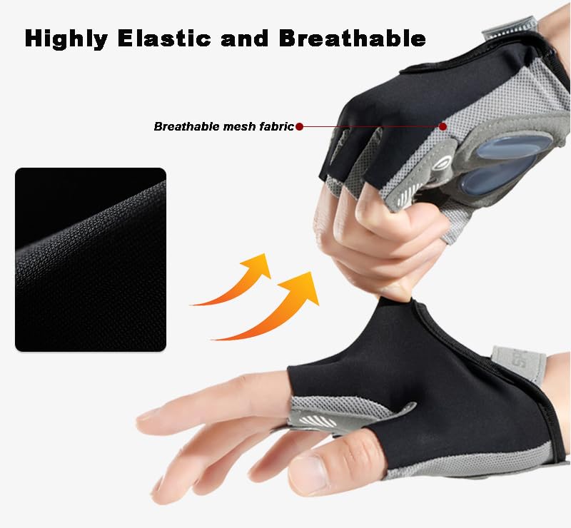 HinyBoeh Women Mesh-Fingerless-Workout-Gloves,Breathable-Cycling-Gym Lightweight-Sport-Gloves with Non-Slip