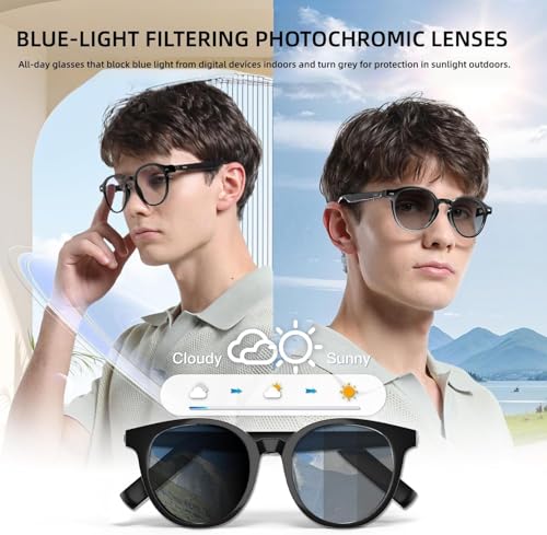 GetD AI Glasses for Men & Women, Smart Glasses Powered by ChatGPT with 145-Language Translation,Bluetooth 5.4 Glasses, Pol...