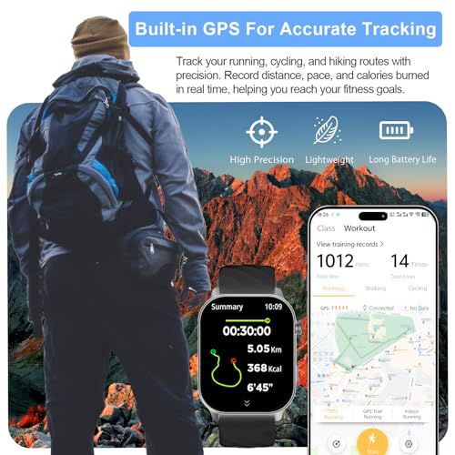 ALRETOME Smart Watch for Men with Built-in GPS, Bluetooth Call(Answer/Make Calls), Fitness Tracker, 2.1" HD Screen, Heart ...