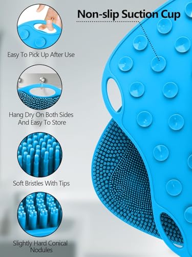 Kalolary Silicone Shower Foot Scrubber Mat, Large Foot Scrubber in Shower with Non Slip Suction Cups Foot Cleaner Brush to...