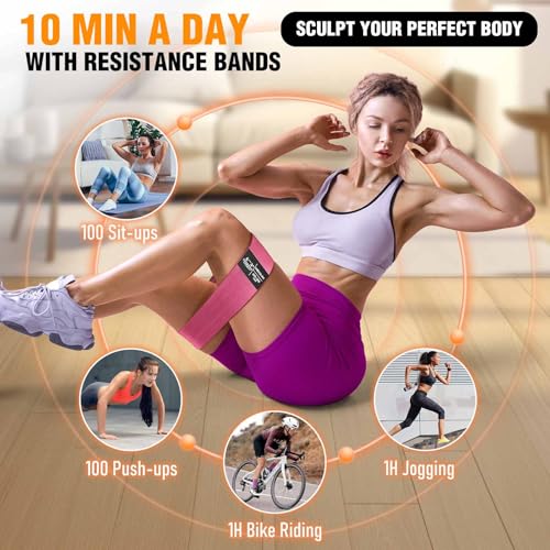 Fabric Resistance Bands for Working Out - Exercise Bands for Women and Men, Booty Bands for Legs and Glute, Yoga, Pilates,...