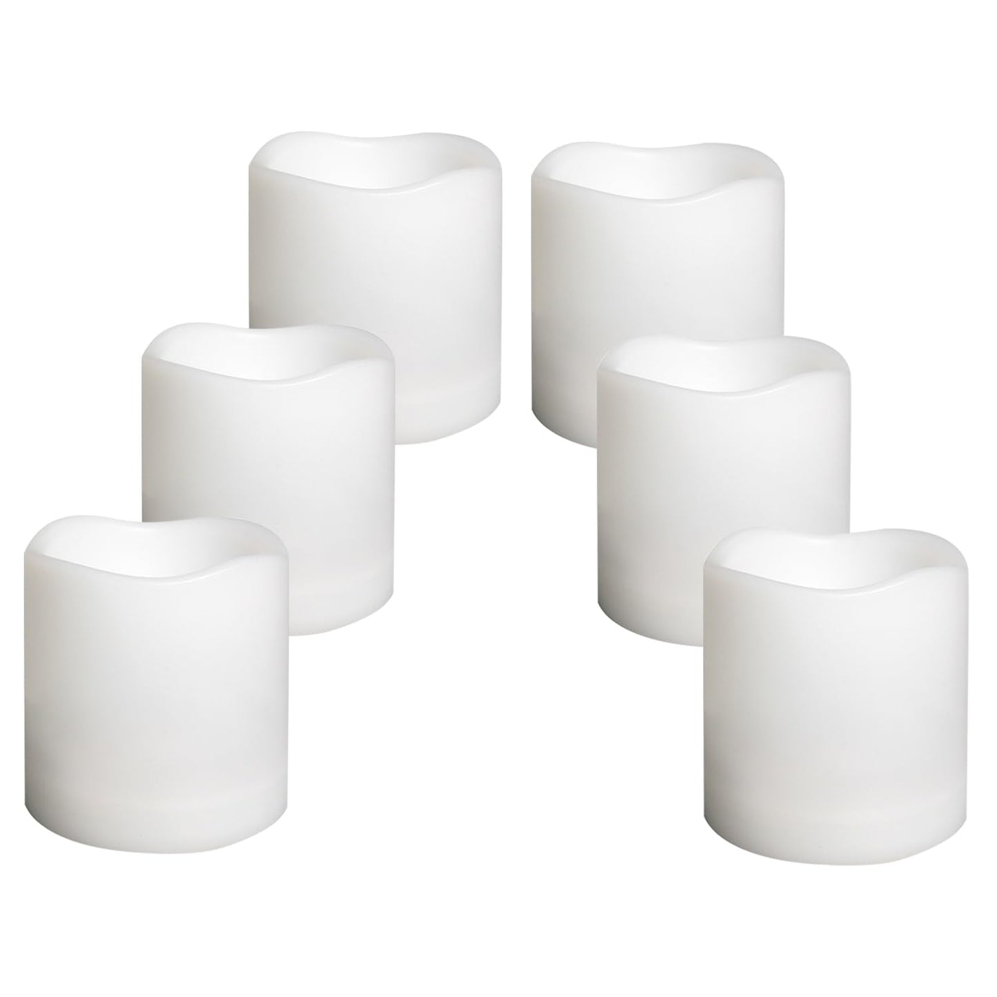 Waterproof Outdoor Battery Operated Flameless Candles with Auto Timer Flickering Plastic Resin Electric LED Pillar Lights for Lantern Patio Garden Wedding Party Decorations 3x3 Inches 6 Pack White