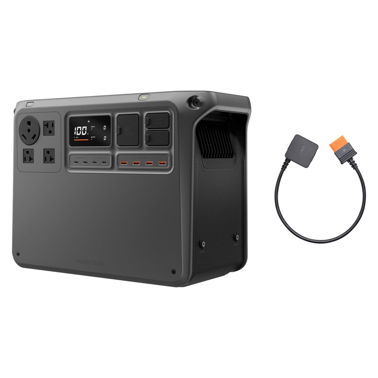 Dji Power 2000 Portable Power Station, Sdc To Mavic 3 Cable, 2048Wh Lfp Battery, Compact Size, 3000W Stable Output, Drone Ready