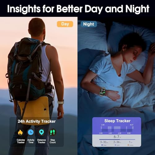 Smart Watch for Men Women with Bluetooth Call/Message Reminder, Smartwatch 1.85" Screen, Fitness Watch Heart Rate/Sleep/Ca...
