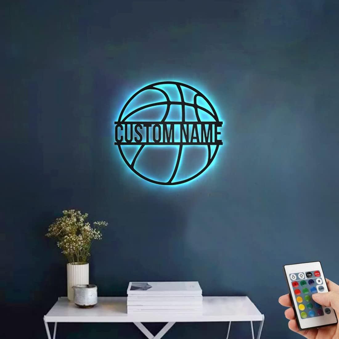 Personalized Name 7 Colors Basketball lamp Custom Wall Art Night Light LED Name Sign Gift for Men Basketball Lover