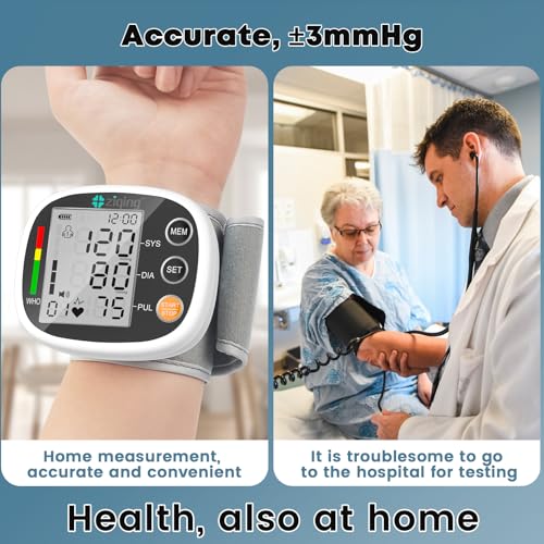 Wrist Blood Pressure Monitor for Home Use, Rechargeable Bp Machine Automatic Digital BP Monitor with Voice Broadcast, Larg...