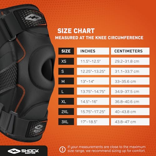 Shock Doctor Knee Brace, Compression Knee Brace for Men & Women, Hinged Knee Brace with Side Stabilizers, Maximum Support,...