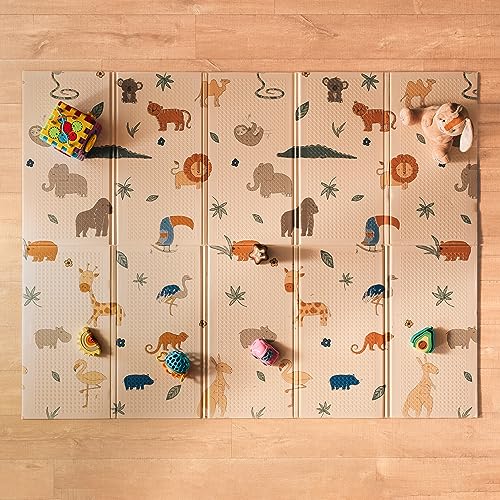 Nuby Reversible Baby Floor Mat, 77" x 58" - Foldable and Lightweight Baby Play Mat for Floor - Easy Storage and Travel - S...
