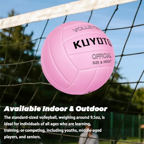 KUYOTQ Pink Volleyball - Official Size 5 Soft Composite Leather Cover, Indoor Outdoor Beach Light Volleyball for Training...