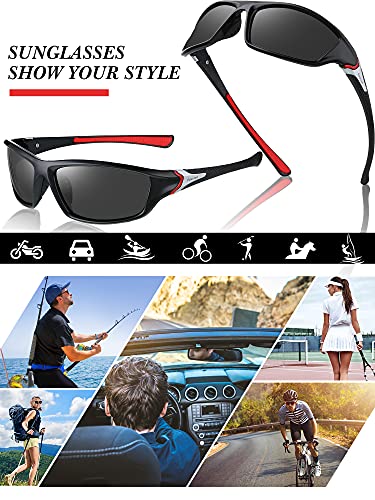 Frienda 6 Pack Polarized Sport Sunglasses for Men Multipack Fit over Glasses Pack Lot Set Men's Sport Fishing Eyeglasses