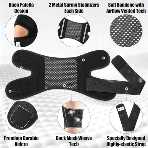 NEENCA Knee Brace for Knee Pain, Compression Knee Support with Air Mesh Fabric, Adjustable Knee Wrap with Side Stabilizer...