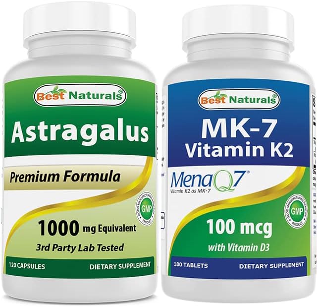 Best Naturals Astragalus 1000 mg & Vitamin K2 (MK7) with D3