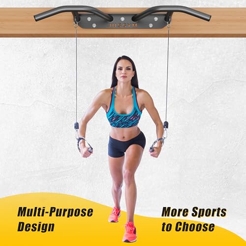 Jusgym Wall Mounted Pull Up Bar - Heavy Duty Chin Up Bar, Pull-Up Bar Support Beam or Joist Mounted, Multifunctional Fitne...