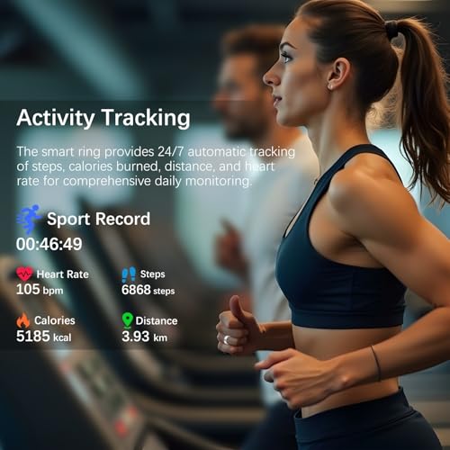 Smart Health Ring for Women Men, Fitness Tracker Ring with Heart Rate, Blood Oxygen, Sleep Tracker, Step Tracker, No Subsc...