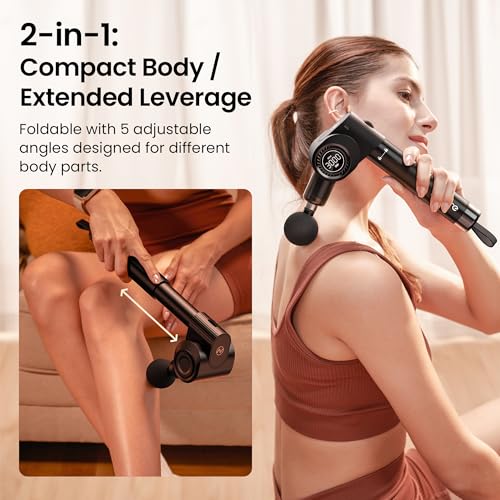 NAPRE Foldable Massage Gun Deep Tissue with 5 Adjustable Angles,Portable Handheld Percussion Back Massager for Muscle/Nec...