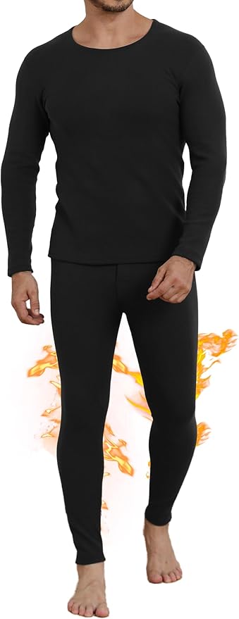 TRENDOUX Thermal Underwear For Men: Warm Thick Wool Long Johns With Polar Fleece Lined, Mens Stretchy Soft Winter Base Layer