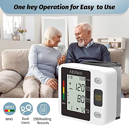 ARSIMAI Wrist Accurate Automatic High Blood Pressure Monitors Portable LCD Screen Irregular Heartbeat Monitor with Storage...