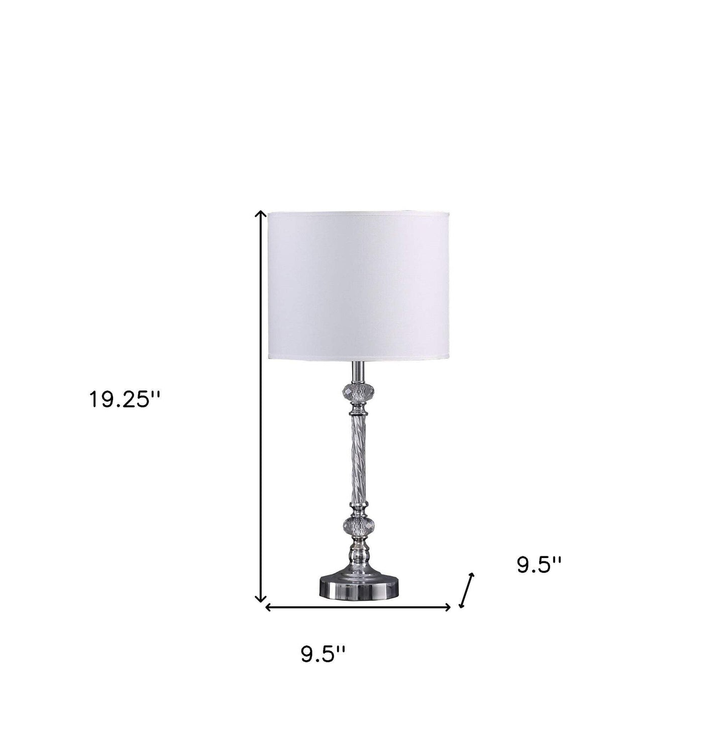 Homeroots 19 Stylish Silver Crystal Metal Table Lamp - Elegant Design, Perfect For Home Decor