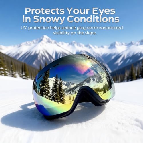 ROMRLD Ski Goggles - REVO Anti-Fog Lens, UV400 Protection, TPU Frame, for Men & Women (Silver & Gray Lens)