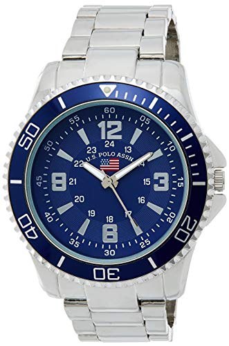 MEN'S SILVERTONE BRACELET WATCH WITH BLUE DIAL